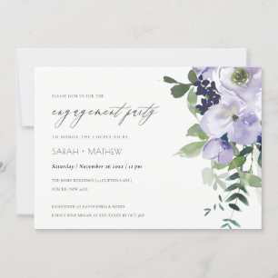 Cartão De Agradecimento Convidado para Noivado de Leafia Floral Púrpura C