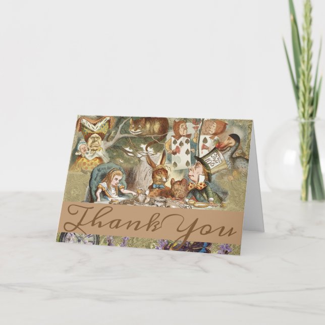 Cartão De Agradecimento Convidados da Festa de Chá de Alice no País das Ma (Frente)