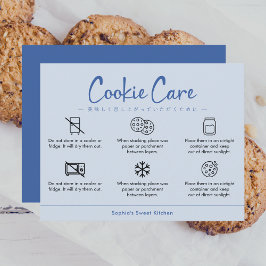 Cartão De Agradecimento Cookie Care Instructions Dusty Blue Minimalist