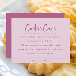 Cartão De Agradecimento Cookie Care Instructions Pink Simple Typography