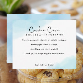 Cartão De Agradecimento Cookie Care Instructions Simple Blue Watercolor
