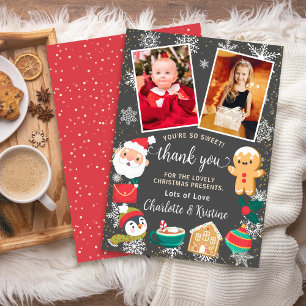 Cartão De Agradecimento Cookies e Cacau Festa de Natal com Neve 2 Foto