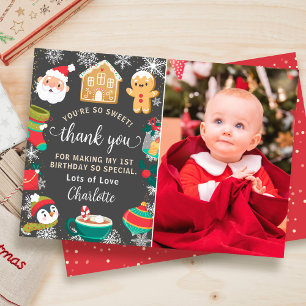 Cartão De Agradecimento Cookies e Cacau Natal Foto de Aniversário de Neve