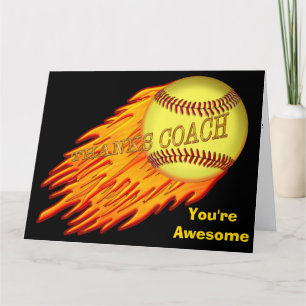 Cartão De Agradecimento Cool Flaming BIG Softball Thanks Coach Cards