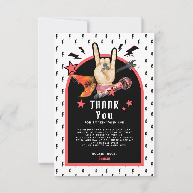 Cartão De Agradecimento Cool Punk Rockstar Birthday Thank You Card (Frente)