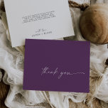 Cartão De Agradecimento Coordenada de Aquarela Moderna | Roxo<br><div class="desc">Este cartões de agradecimentos roxo de coordenação de aquarela moderna é perfeito para um casamento contemporâneo na moda. O simples design roxo e branco de ameixa apresenta uma tipografia exclusiva de caracteres industriais, com o estilo moderno de boho. Personalizável em qualquer cor. Mantenha o design mínimo e elegante, como está,...</div>