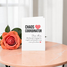 Cartão De Agradecimento Coordenador de Caos Presente Personalizado Único