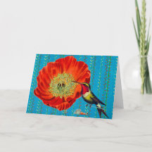 COPO VERMELHO COM O VAZIO HUMMINGBIRD NOTECARD