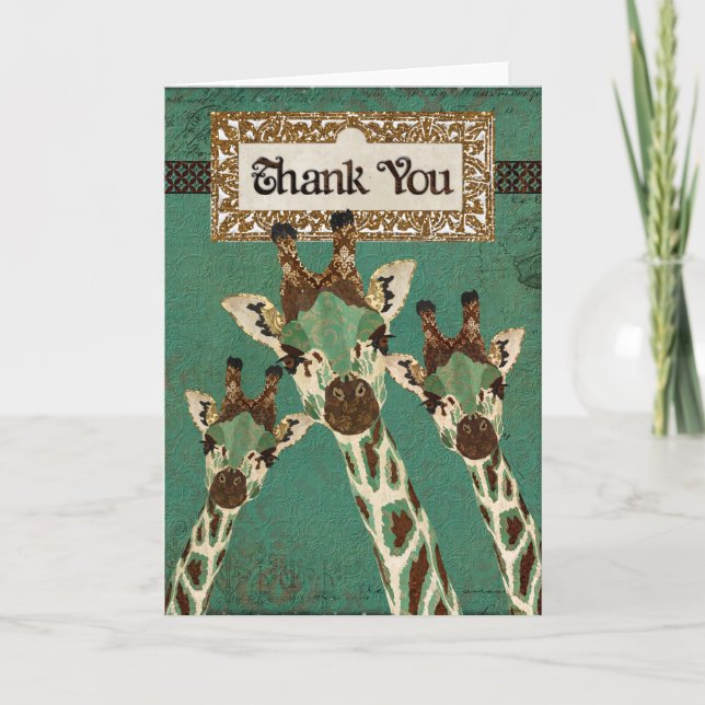 Cartão De Agradecimento Copper & Teal  Giraffes Thank You Card (Frente)