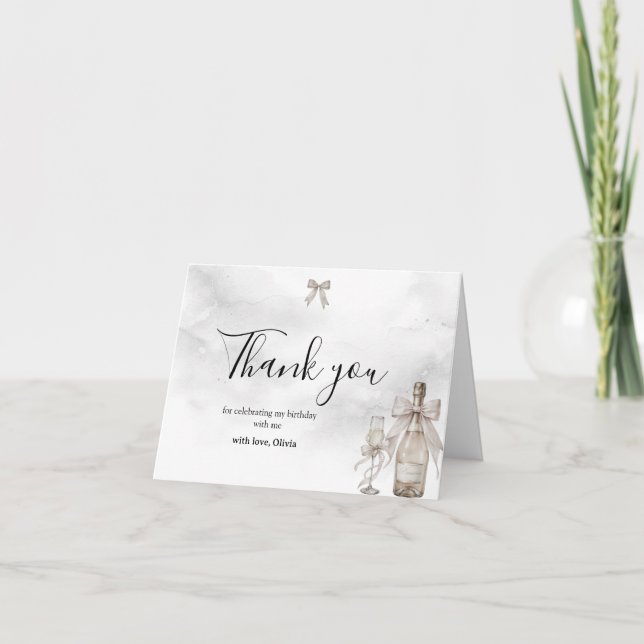 Cartão De Agradecimento Coquete Preto Minimalista Elegante 50 Anos (Frente)