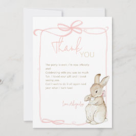 Cartão De Agradecimento Coquete Rosa Peter o Coelho 1rua Primeiro Aniversá