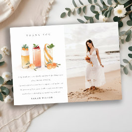 Cartão De Agradecimento Coquetel de Frutas Laranja Foto Festa de Casamento