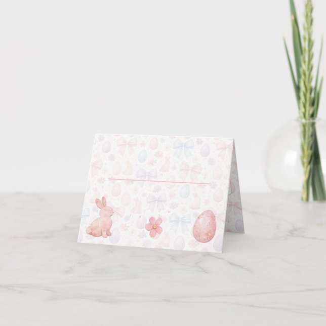 Cartão De Agradecimento Coquette Bunny & Bows Easter Table Place Card (Frente)