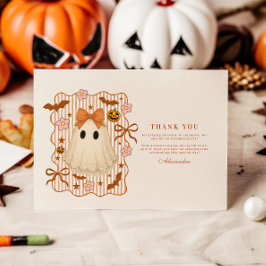 Cartão De Agradecimento Coquette Lace Ghost Halloween 1st Birthday