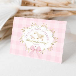 Cartão De Agradecimento Coquette Silly Goose Pink Gingham Baby Shower