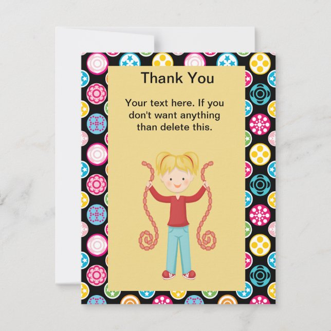 Cartão De Agradecimento Cor bonito, multi, aniversário GirlThank da arcada (Frente)