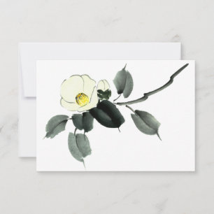 Cartão De Agradecimento Cor da água da camellia branca sumi e do japonês