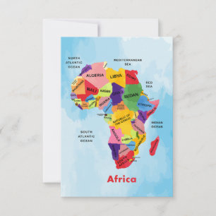 Cartão De Agradecimento Cor da água do mapa africano