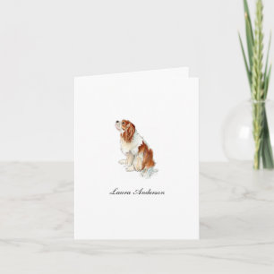 Cartão De Agradecimento Cor d'água do Rei Cinto Charles Spaniel Dobrada