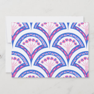 Cartão De Agradecimento cor damasco floral azul