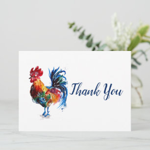 Cartão De Agradecimento Cor de Água do Grande Rooster
