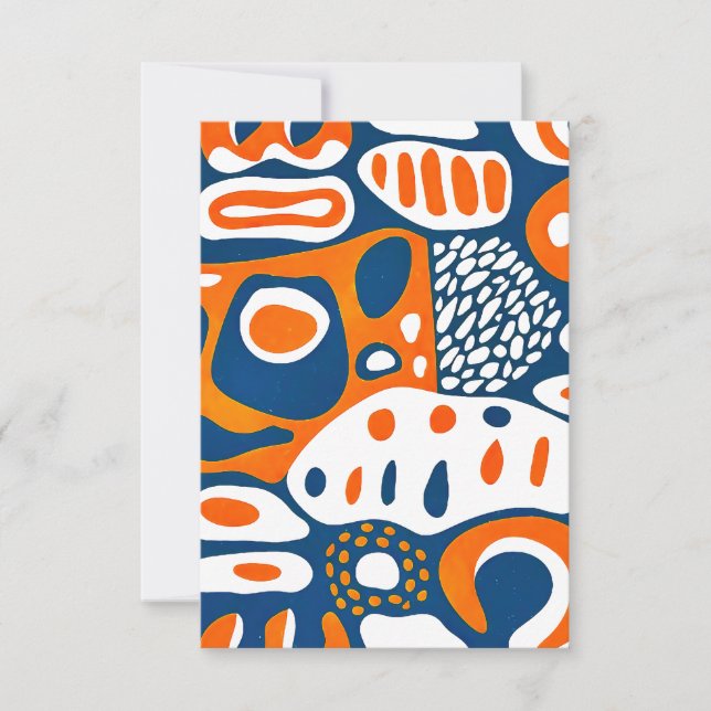 Cartão De Agradecimento Cor de laranja azul geométrica branca (Frente)