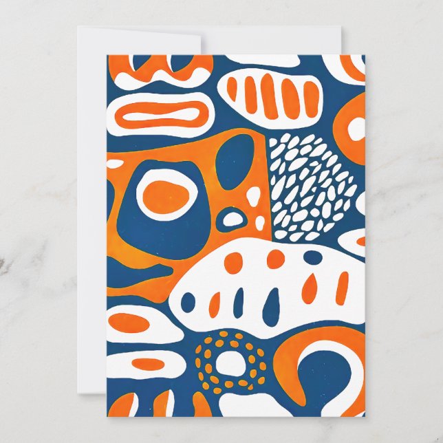 Cartão De Agradecimento Cor de laranja azul geométrica branca (Frente)