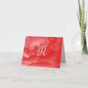 Cartão De Agradecimento Cor-de-rosa-coral com cartão-nota monograma