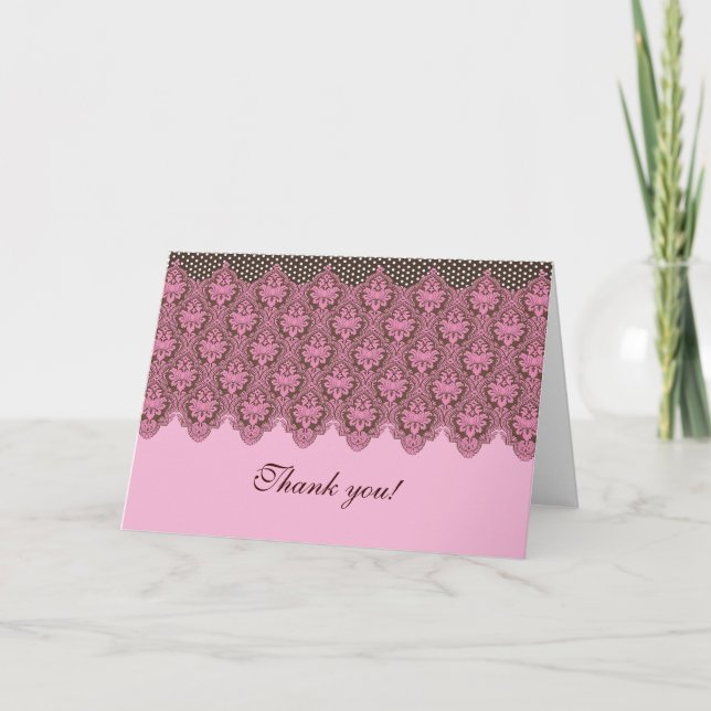 Cartão De Agradecimento Cor de rosa e chocolate (Frente)