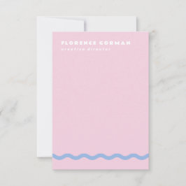 Cartão De Agradecimento Cor-de-rosa pálido e quadro de onda azul francês p