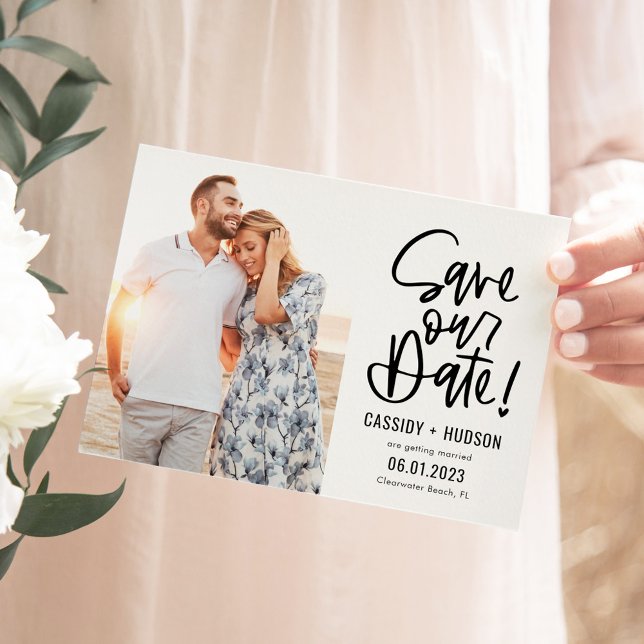 Cartão De Agradecimento Cor Editável Funky Escrevendo Salva Nossa Data Car (Criador carregado)