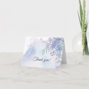 Cartão De Agradecimento Cor Floral Azul Muito Rústica Muito Peri Dusty