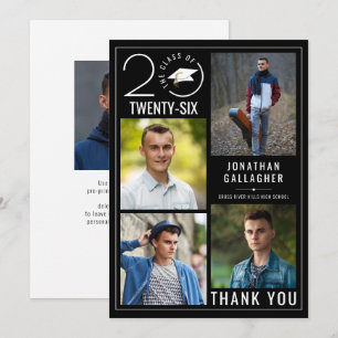 Cartão De Agradecimento Cor Personalizada da Graduação Fotográfica Ano 