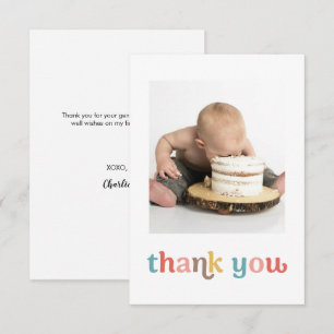 Cartão De Agradecimento Cor personalizado de 1º aniversário Foto colorida