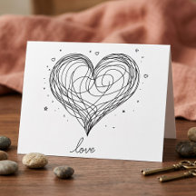 Coração com Desenho de Amor em Linha Caprichosa