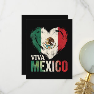 Cartão De Agradecimento Coração da Bandeira Mexicana Viva Dia da Independê