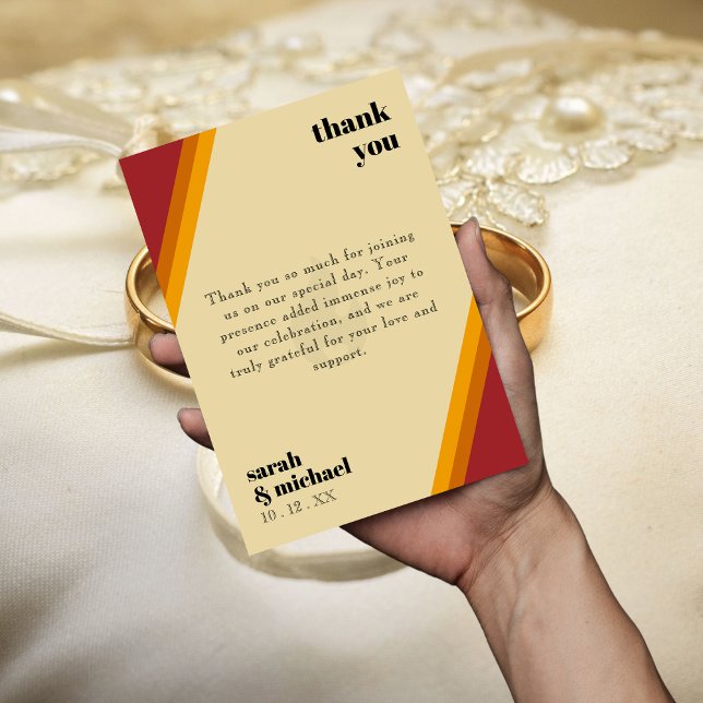 Cartão De Agradecimento Coração De Fogo Retroativo Que Arrancou O Casament (Retro Fire Heart Striped The Perfect Match Wedding Thank You Card
)