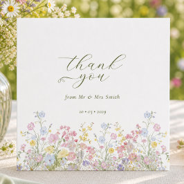 Cartão De Agradecimento Coração Elegante Obrigado Wildflower Casamento