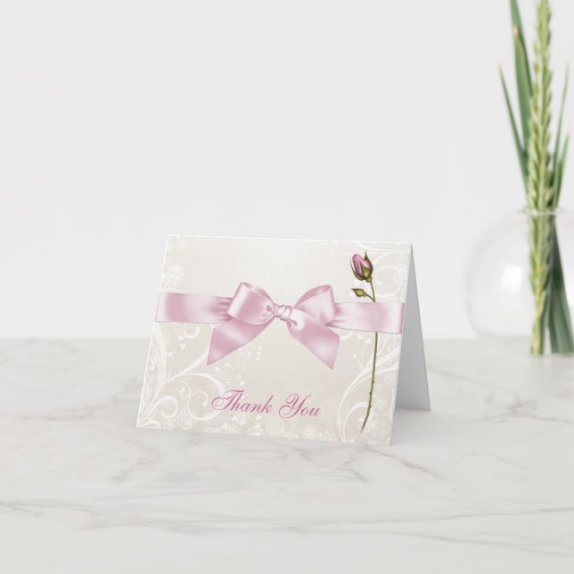 Cartão de Agradecimento Coração Florescer Rosa (Frente)