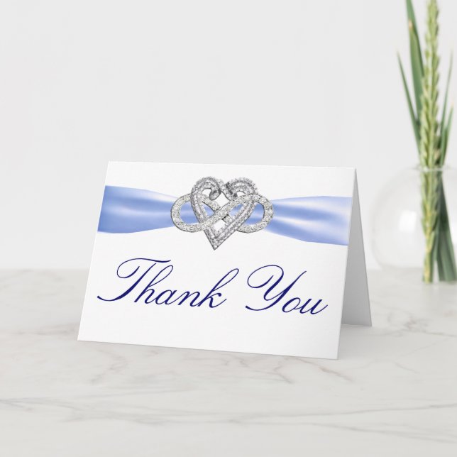 Cartão de agradecimento Coração Infinito Azul (Frente)
