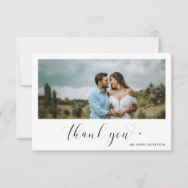 Cartão De Agradecimento Coração Minimalista Simples Roteiro Foto Casamento