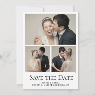 Cartão De Agradecimento Coração Moderno Colagem de fotos em grid casamento