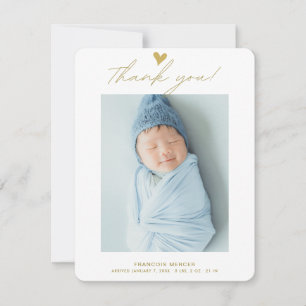 Cartão De Agradecimento Coração Moderno Rótulo Personalizado Foto de Bebê