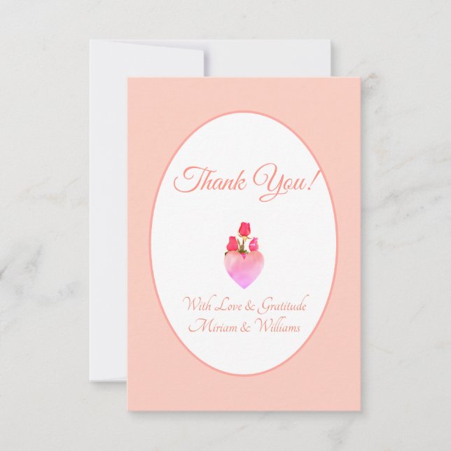 Cartão De Agradecimento Coração Rosa Obrigado (Frente)