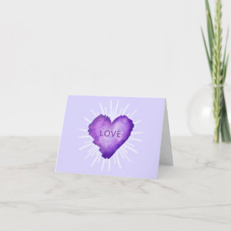 Cartão De Agradecimento Coração Roxo com AMOR