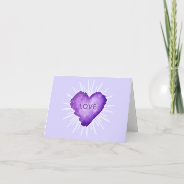 Cartão De Agradecimento Coração Roxo com AMOR (Frente)