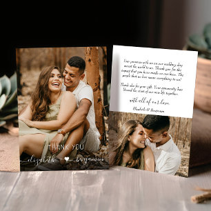Cartão De Agradecimento Coração Simples Moderno Minimalista com Casamento 