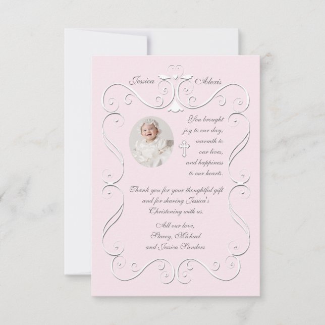 Cartão De Agradecimento Coração Terno Rosa Foto Religiosa Obrigado (Frente)