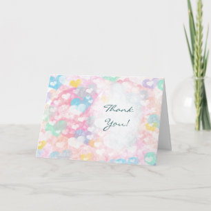 Cartão De Agradecimento Corações Camadas de Aquarela Pastel Casamento Agra