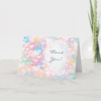 Cartão De Agradecimento Corações Camadas de Aquarela Pastel Casamento Agra